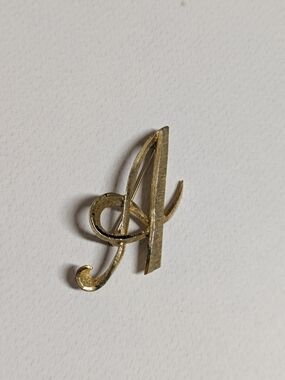 Vintage Mid-Century Mamselle Script "A" Pin Brooch